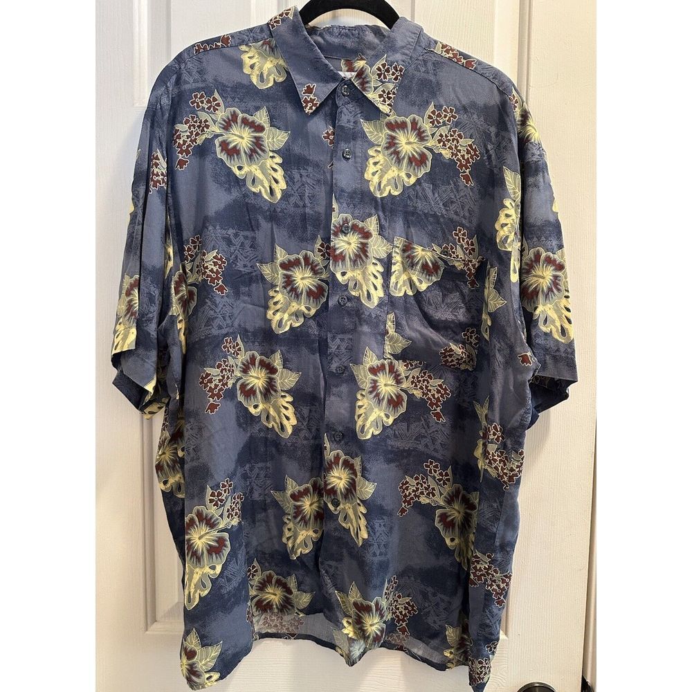 Untied Men's Hawaiian‎ Shirt Tropical Floral Rayon Short Sleeve XL